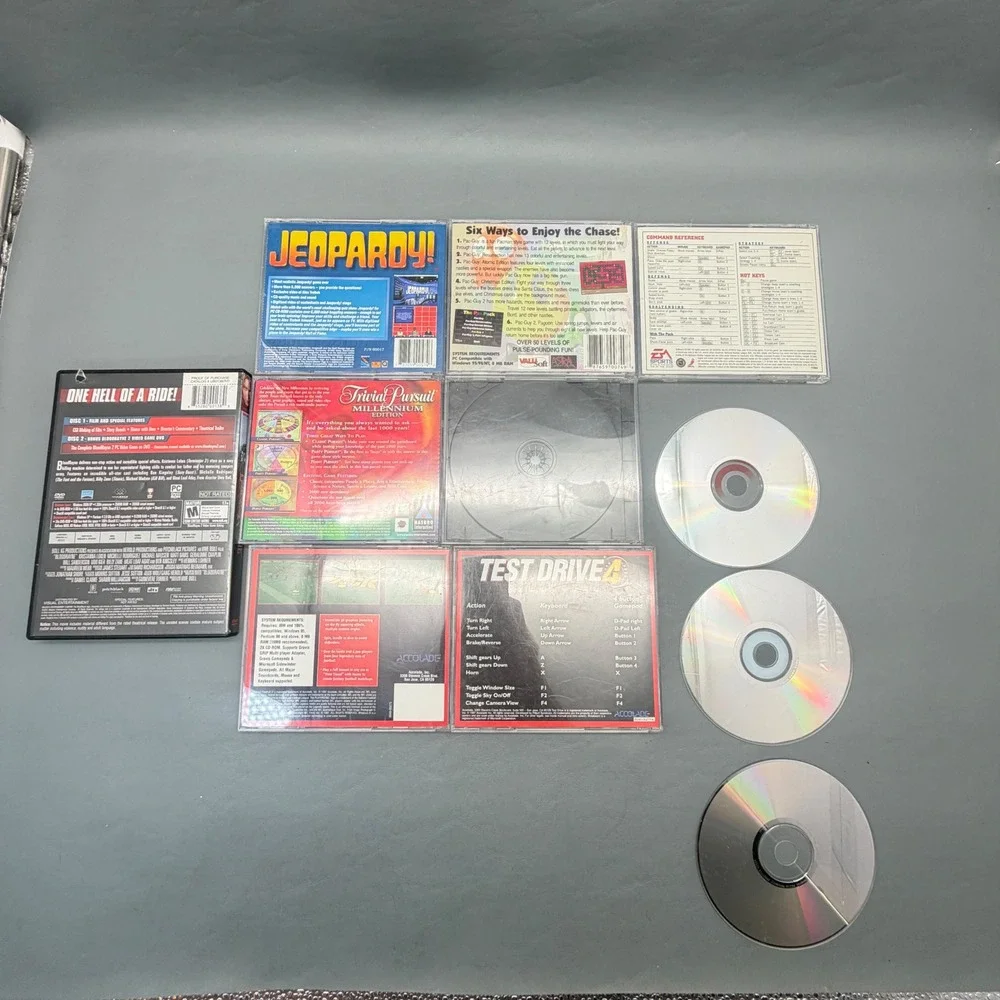 Vintage PC CD-ROM Game Lot Pac-Pack NHL 98 Test Drive Jeopardy Untested